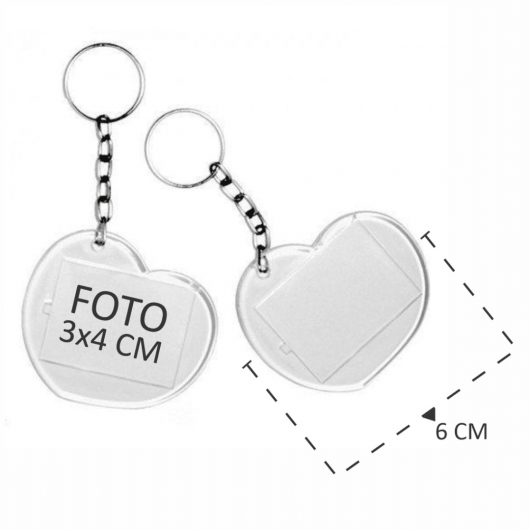 Chaveiro Acrílico 3x4 Coração (2 unidades)