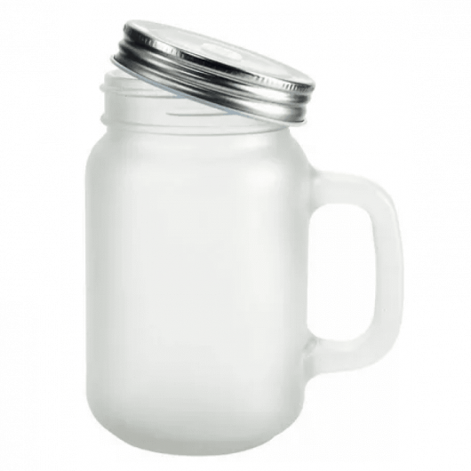 Caneca manson vidro Jateada Tampa e canudo