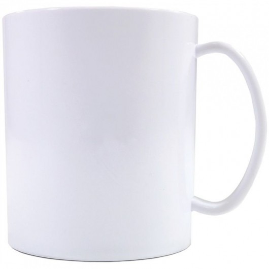 Caneca Plástica Branca TRANSFER LASER 325mls