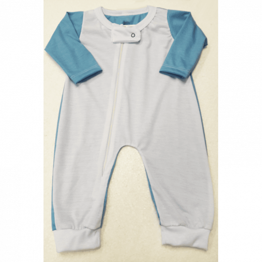 Body Macacão Raglan - Azul Bebê - COM ZIPER NA FRENTE