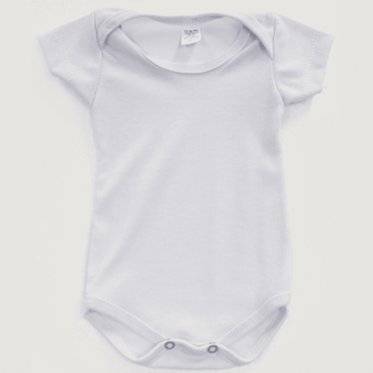 Body CANELADO Bebê Manga Curta Branco - para sublimação