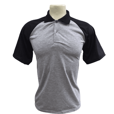 Polo Raglan Mescla com Preto Adulto