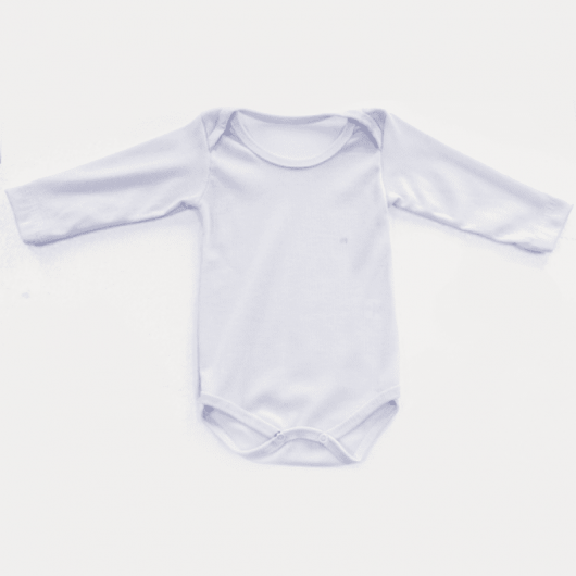 Body CANELADO Bebê Manga Longa Branco para sublimação