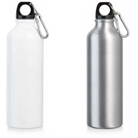 Squeeze Bolinha 500ml prata c/ mosquetão