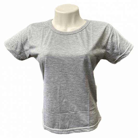 Baby Look feminina Cinza Mescla Anti-Pilling não dá bolinha