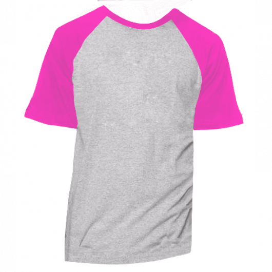 Camiseta RAGLAN CINZA MESCLA - Manga Curta COR ROSA PINK ANTI-PILLING