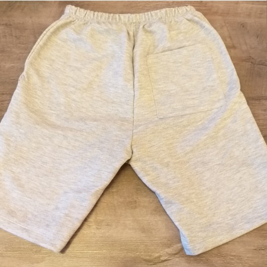 Bermuda moletom com bolso - Cinza mescla