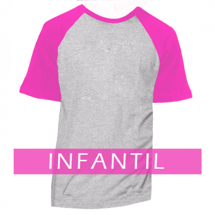 Camiseta RAGLAN Infantil Cinza Mescla - MANGA E GOLA PINK