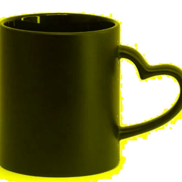 Caneca Mágica Toda Preta - alça de coração (Fosca)