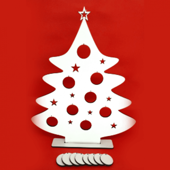 ENFEITE DE MESA - PINHEIRO DE NATAL COM 8 BOLINHAS