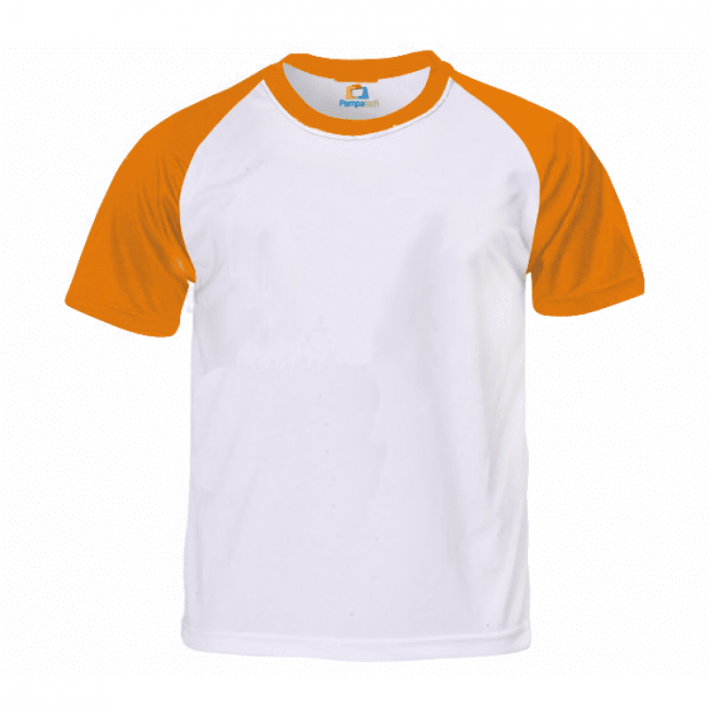 Camiseta RAGLAN LARANJA Manga Curta Adulto para Sublimar