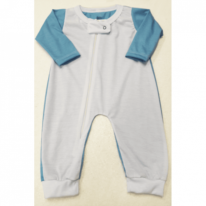 Body Macacão Raglan - Azul Bebê - COM ZIPER NA FRENTE