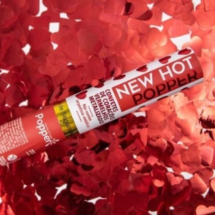 Lança Confete Metalizado Vermelho Coração 30cm