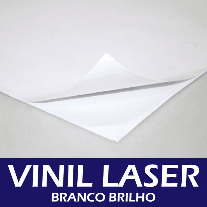 Adesivo Vinil laser Branco Brilho 10 folhas A4