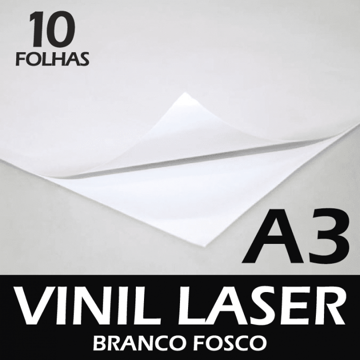 Vinil Adesivo laser branco fosco A3 - 10 folhas