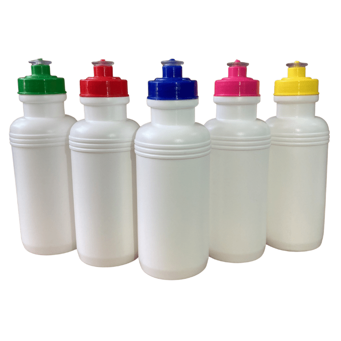 Squeeze plástico branco 500ml Tampa colorida