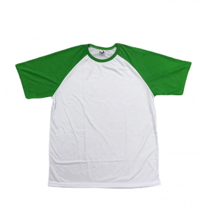 Camiseta RAGLAN VERDE Manga Curta Adulto para Sublimar