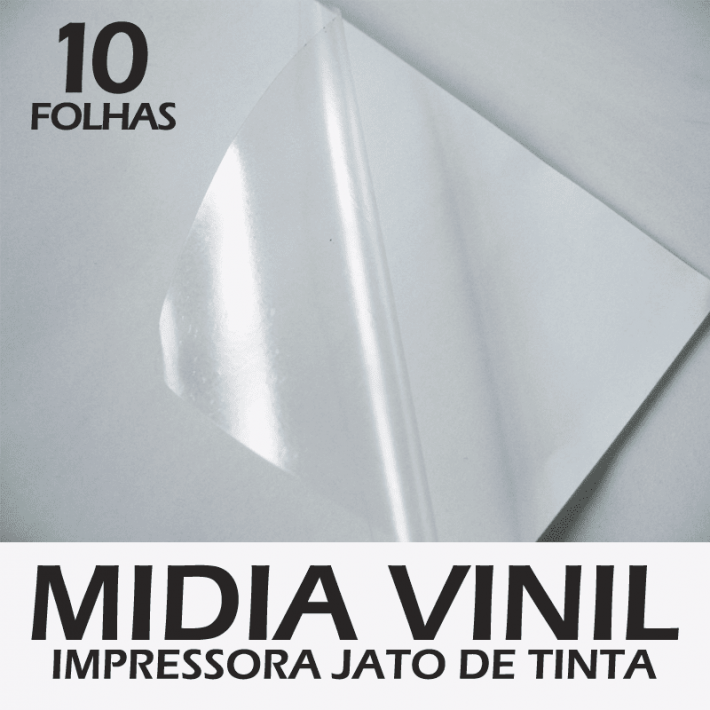 Midia vinil A4 10 folhas jato de tinta -  Transparente / Branco Fosco / Branco Brilho